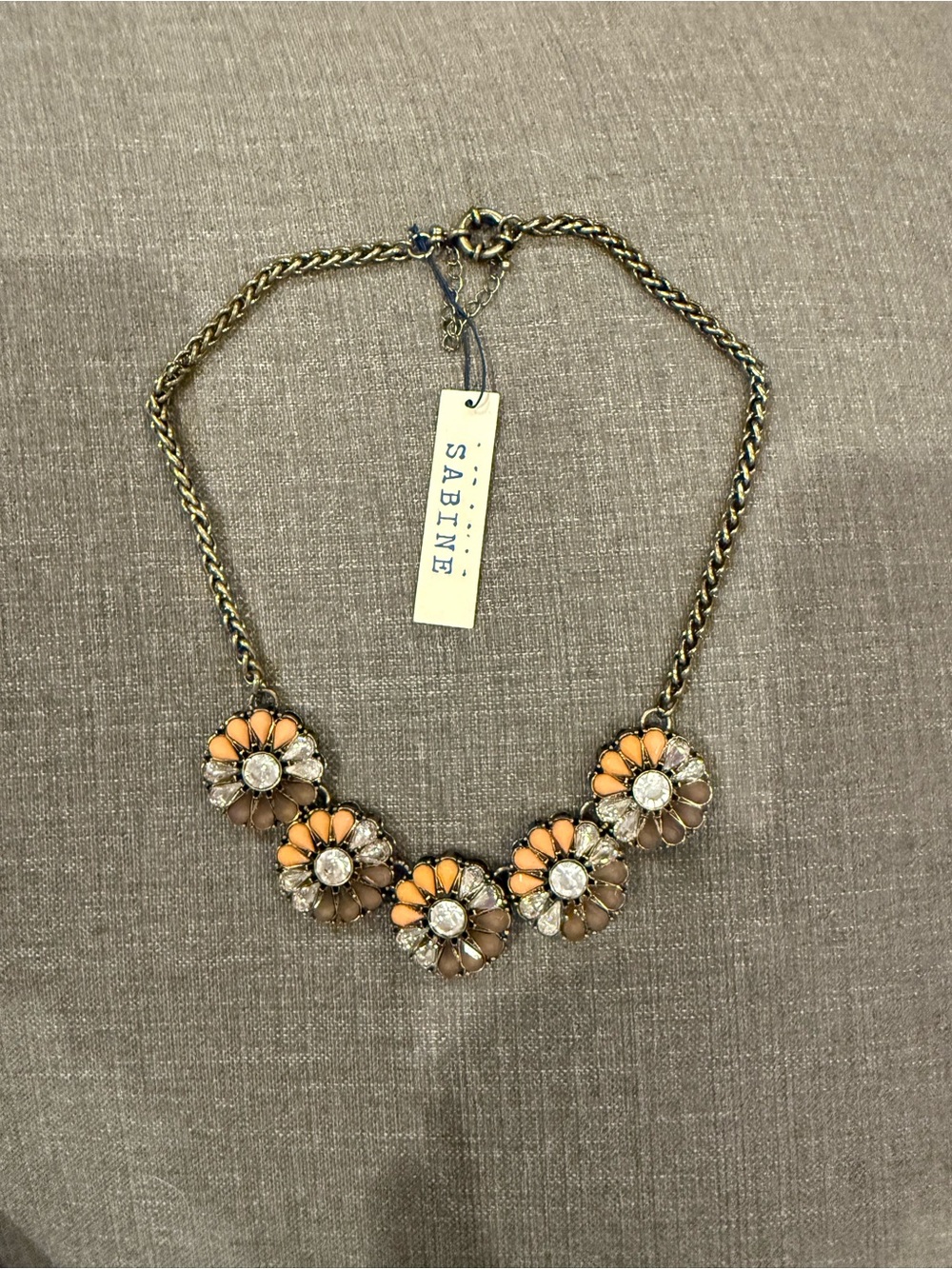 Sabine Gold-Tone Floral Necklace with Peach and Taupe Petals